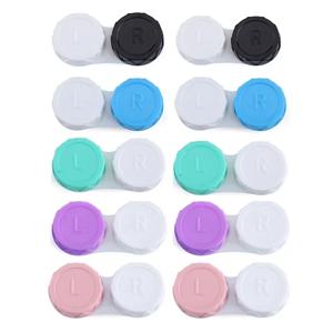 눈 여행용 콘택트 렌즈 케이스 키트, 거치대 유리 화장품 콘택트 렌즈 케이스 상자, 블랙 컨테이너, 여행 액세서리, 10pc