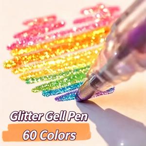8-60 색상 글리터 젤 펜 1.0mm 메탈 글리터 컬러 볼펜 종이 카드지 다이어리 귀여운 그림 마킹 채색 DIY 아트