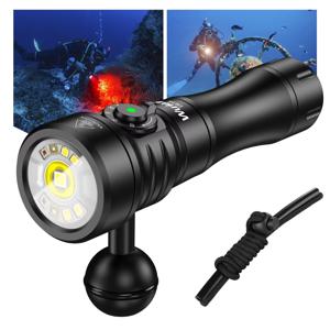 Wurkkos DL08 다이빙 램프 3600LM 충전식 손전등 660nm 빨간불 365nm UV 토치 21700 수중 랜턴 마그네틱 스위치