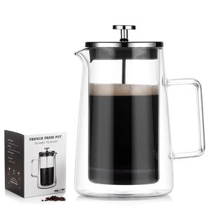 350ML/650ML/1000ML 높은 붕규산 유리 프렌치 프레스 더블 레이어 절연 커피 포트 필터 공유 냄비 커피 도구
