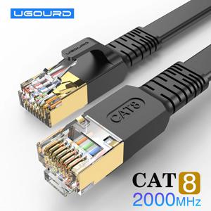 UGOURD Rj45 Cat 8 이더넷 케이블 플랫 Cat8 네트워크 케이블 LAN 인터넷 40Gbps 2000Mhz 라우터용 PS4 PC 0.5m - 5m 10m 15m 20m 30m