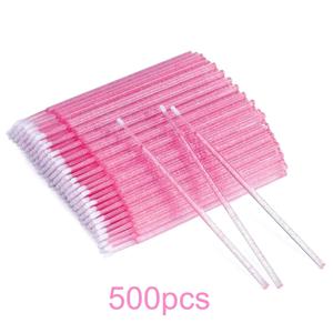속눈썹 연장, 마이크로 면봉, 입술 마스카라 완드 핑크 마이크로 브러시 LAUKISS 용 100/500Pcs 크리스탈 마이크로 애플리케이터 브러시