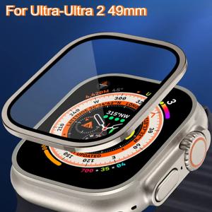 애플 워치용 알루미늄 합금 케이스 및 강화 유리, 스크래치 방지 스크린 보호대, iWatch Ultra 49mm 커버 필름