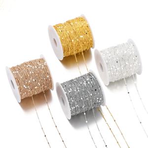 스팽글 체인 목걸이, 골드 컬러 체인, 금속 구리 케이블 체인, DIY 팔찌 쥬얼리 제작 용품, 1 미터, 2 미터