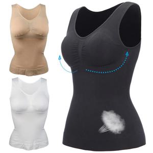 여성 바디 셰이퍼 내장 브래지어 슬리밍 탱크 탑 이동식 패딩 속옷 슬리밍 조끼 코르셋 Shapewear 언더 셔츠