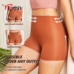 Flarixa Anti Chafing 슬립 반바지 여성 높은 허리 안전 팬티 아이스 실크 Boyshorts 드레스 아래 원활한 스포츠 복서 속옷