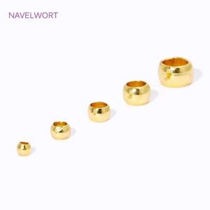 18K 골드 도금 1.5/2/2.5/3/4mm 크림프 비즈 황동 볼 크림프 엔드 비즈 쥬얼리 만들기 용품 DIY 팔찌 액세서리