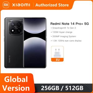 샤오미 레드미 노트 14 프로+ 플러스 5G 글로벌 버전 휴대폰 200MP AI 카메라 스냅드래곤 7s 3세대 120W 하이퍼차지 1.5K 120Hz IP68