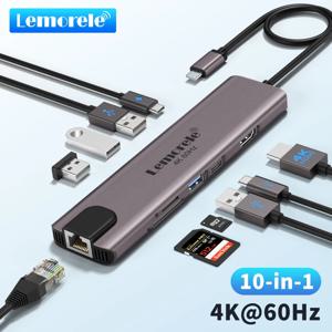 레모렐 10 in 1 USB C 허브 도킹 스테이션 타입 C 어댑터 4K@60Hz HDMI 100W PD RJ45 1000Mbps 이더넷 SD/TF 슬롯 (맥 노트북용)