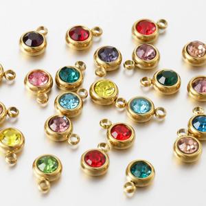 20pcs 6mm 스테인레스 스틸 컬러 라인 석 비즈 목걸이 팔찌 쥬얼리에 대 한 골드 컬러 크리스탈 매력 매력 DIY 만들기