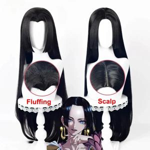 애니메이션 롱 보아 핸콕 코스프레 가발 보아 핸콕 가발 블랙 가발 내열성 할로윈 파티 가발