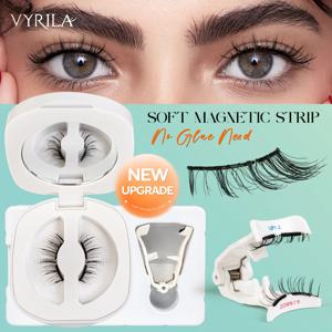 VYRILA 연질 자기 속눈썹 접착제 필요 없음 재사용 가능한 자연스러운 모양 3D 속눈썹 쉬운 적용 눈 메이크업을 위한 연질 자기 속눈썹 키트