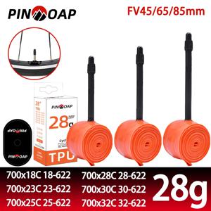 PINMOAP 1/2PCS 자전거 TPU 이너 튜브 28g 초경량 프렌치 노즐 로드 바이크 이너 튜브 700x18/23/25/28/30/32C FV45/65/85mm