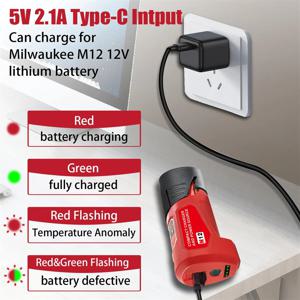 밀워키 12V M12 배터리 전원 휠 충전기 어댑터(12V DC 포트 USB2 포함)용 더 나은 품질의 N12 배터리 전원 어댑터.