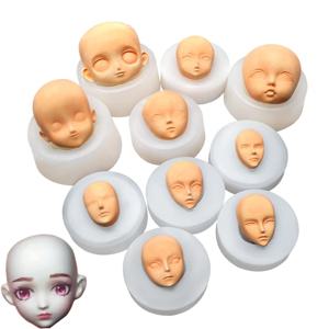 3D 아기 얼굴 실리콘 금형 인간의 얼굴 금형 DIY 인형 수정 액세서리 폴리머 클레이 헤드 Sculpey 케이크 장식 수제 도구