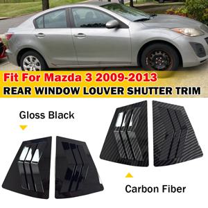 Mazda 3 2009-2013 자동차 후면 루버 창 사이드 셔터 커버 트림 스티커 벤트 스쿠프 ABS 탄소 섬유 블랙 자동차 액세서리