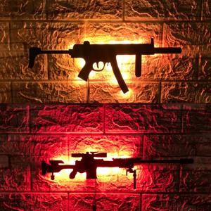 개인화 된 3D 크리 에이 티브 LED 총 모양의 빛나는 벽 조명 인테리어 배경 아우라 라이트 USB 컬러 야간 조명