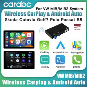 CARABC 무선 카플레이 안드로이드 오토 모듈 에어플레이 오토링크 미러링 (폭스바겐 MIB, 스코다 옥타비아 A5, 폴로, 골프 7, 파사트 B8 용)