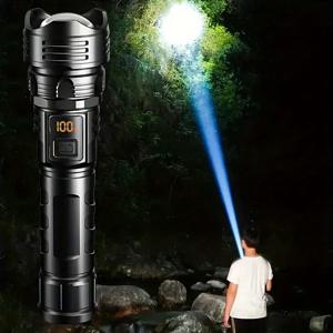 고출력 LED 손전등 - USB 충전식 1000LM, 야외 캠핑용 줌이 가능한 다기능 토치, 비상용(방수)