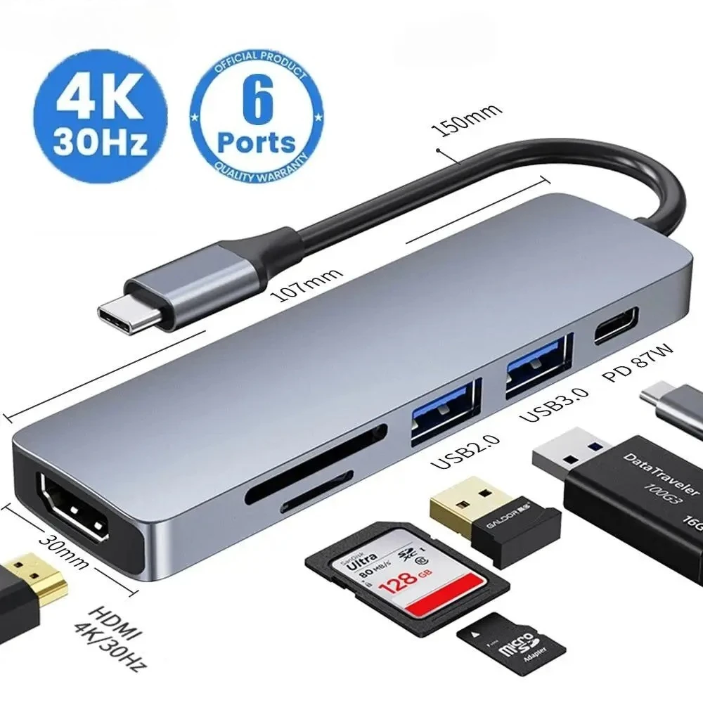 USB C 허브 유형 C 3.0 어댑터-4K HDMI SD TF 카드 PD 고속 충전 분배기 도킹 스테이션 허브 전화 MacBook 컴퓨터
