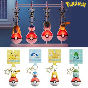 포켓몬 오리지널 모델 장난감 피카추 이상해씨 Piplup Psyduck 라이트 업 6-7CM 키 체인 펜던트 캐릭터 그림 어둠 속에서 빛나는
