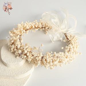 말린 꽃 머리띠 화환 신부를위한 수제 아기 호흡 크라운 화환 어린이 꽃 소녀 결혼식 Shavuot 장식