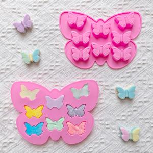 DIY 초콜릿, 캔디, 푸딩, 쿠키, 얼음 트레이에 적합한 1pc 8 홀 나비 모양의 베이킹 실리콘 몰드