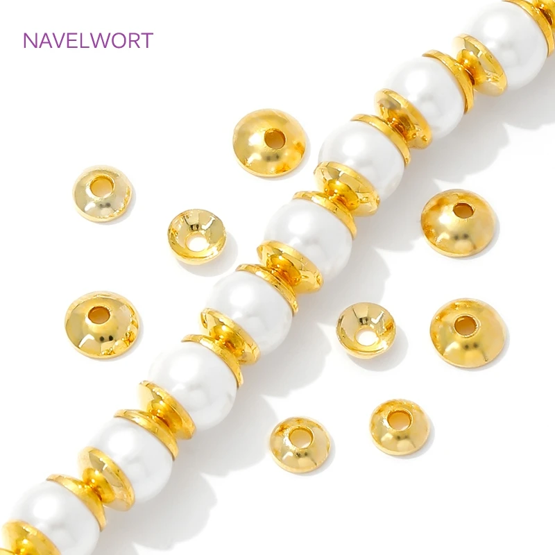 4mm/5mm 18K 금도금 황동 비즈 캡 스페이서 비즈, 쥬얼리 제작용, 비즈용 캡, 팔찌용 캡, DIY 쥬얼리 부자재