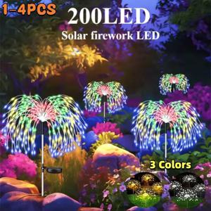 1/2/4PCS 태양 불꽃 놀이 빛 방수 야외 8 조명 모드 조명 90-200LED 요정 문자열 빛 크리스마스 경로 잔디 장식