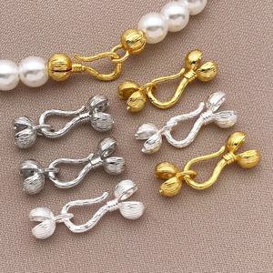 18K 구리 도금된 진짜 금색 두꺼운 은백색 황금 꽃 모양 페퍼 클래스프 3/5쌍, DIY 쥬얼리 제작 액세서리