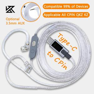 KZ M2 이어폰 실버 Type-C/3.5mm 업그레이드 케이블 DAC 디지털 디코드 2핀 케이블 (마이크 포함) (QKZ KZ Castor ZSN ZST EDX PRO Saga용)