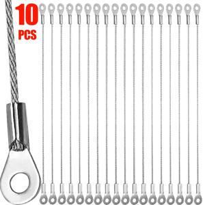 10/1Pcs 1-2mm Thicss 스테인레스 스틸 와이어 아일렛 짧은 와이어 로프 케이블 테더 체인 잠금 장치 낙하 방지 안전 끈