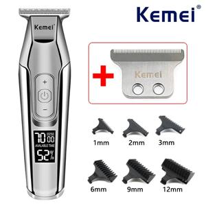 Kemei 남성용 KM-5027 또는 블레이드 트리머, 속도 조절 가능, LED 디지털 헤어 클리퍼, 조각 클리퍼, 전기 면도기