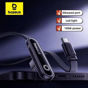 베이스어스 MVP3 엘보우형 100W USB C 케이블 아이폰 16 15 프로 맥스 LED 라이트 타입 C 케이블 맥북 프로 샤오미 삼성용