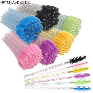 100/200pcs 일회용 크리스탈 속눈썹 브러쉬 래쉬 확장 메이크업 브러쉬 눈썹 빗 마스카라 애플리케이터 마이크로 브러쉬 뷰티 도구