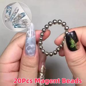 20Pcs 라운드 네일 자석 비즈 5mm 물 리플/고양이 눈 효과 손톱 마그네틱 볼 젤 폴란드어 DIY 매니큐어 살롱 도구 * & 1