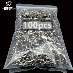 JSFUN 100Pcs 낚시 커넥터 회전 인터록 핀 베어링 롤링 회전 스냅 회전 Fishhook 잉어 FishingLure 액세서리