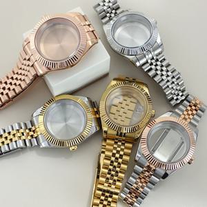 39mm 36mm 플루트 곡선 시계 케이스 세이코 NH35 NH36 NH38 NH34 Miyota8215 무브먼트 28.5 다이얼 희년 팔찌 용 사파이어 크리스탈
