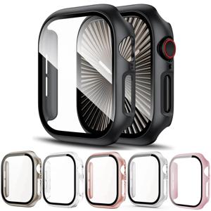 애플워치 케이스 시리즈 10 9 8 7 6 5 4 3 SE 44mm 40mm 45mm 42-41-46mm 범퍼 스크린 보호필름 iwatch 액세서리 (유리+커버)