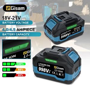 Gisam 4.0AH 4.5AH 충전식 리튬이온 배터리 (마키타 18V 배터리 핀용 무선 드릴/브러시리스 렌치/드라이버용)