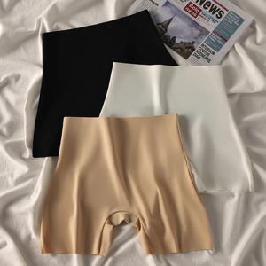 3Pcs 여성 안전 반바지 바지 높은 허리 팬티 원활한 실크 소녀 빈 Boyshorts 바디 셰이퍼 슬리밍 여성 속옷