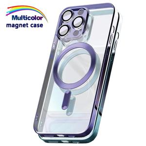 For Apple Magsafe 오리지널 럭셔리 무선 마그네틱 투명폰케이스아이폰16 15 13 12 11 pro max 14 plus 전자석 도금 전면 커버 카메라 보호