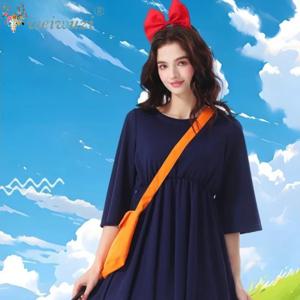 클래식 디자인 할로윈 카니발 파티 마녀 저택 급변 애니메이션 키키 코스프레 의상 무대 의상 마술 치마 귀여운 동화 빗자루 심플하고 대범하고 편안하게 판타지를 여는 환상적인 마법 여행 치맛자락 하늘하늘 자연 날렵하고 발랄하고 귀여운 정신 충만 상징적인 빨간색 큰 리본 맵시 귀엽고 부드럽고 달콤하다