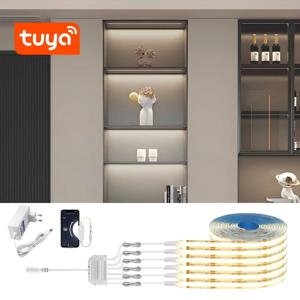 1-6PCS 스마트 TUYA COB LED 스트립 조명 세트 DC12V 통합 조명 지원 Alexa Google Assistant Echo Plus APP 음성 제어