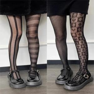 고딕 로리타 JK Ab 비대칭 Fishnet 스타킹 펑크 여성 맞춤형 스타킹 일본식 매운 소녀 섹시한 메쉬 팬티 스타킹