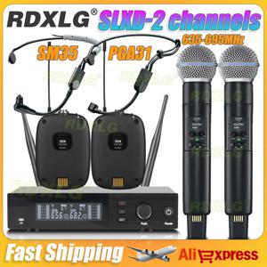 최고 품질! SLXD4/PGA31 SM35 전문가용 듀얼 무선 헤드셋 마이크 스테이지 하이퍼카디오이드 콘덴서 송신기 2채널