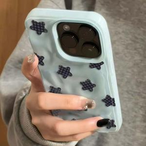만화풍 검은색 체크무늬 별 패턴 아이폰 케이스 (아이폰 18 프로 맥스, 16 플러스, 17 프로, 15, 14, 13, 12, 17, 11 에어 쇼크프루프 소프트 커버)