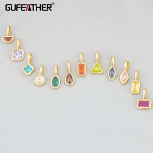 GUFEATHER,6 개/몫,MH24,쥬얼리 액세서리,18k 골드 로듐 도금,구리,지르콘,핸드 메이드,참,diy 펜던트,쥬얼리 제작