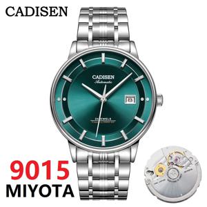 CADISEN 초박형 기계식 손목 시계 일본 MIYOTA 9015 최고 브랜드 럭셔리 싱글 돔 사파이어 크리스탈 자동 시계 남자