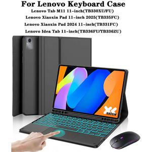 Lenovo Xiaoxin Pad 11인치(2024, 2025)용 태블릿 케이스, Lenovo Tab M11/Idea Tab 11용 분리형 키보드 케이스 (펜 보관 공간 포함)